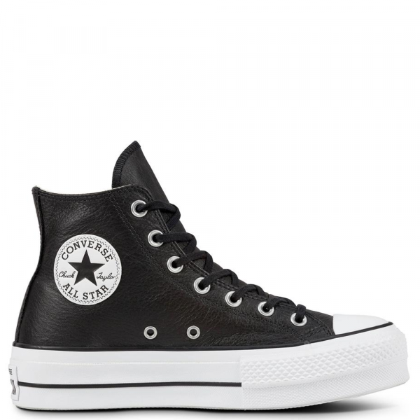Converse All Star Leather Platform (Black/White)