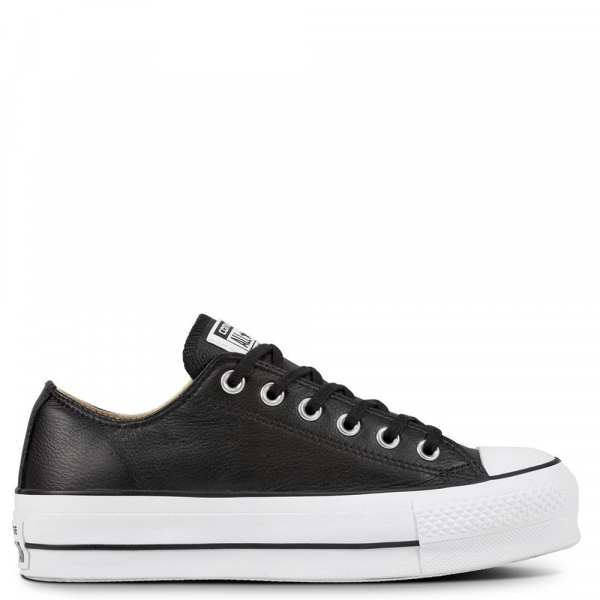 Converse All Star Leather Platform Low (Black/White)