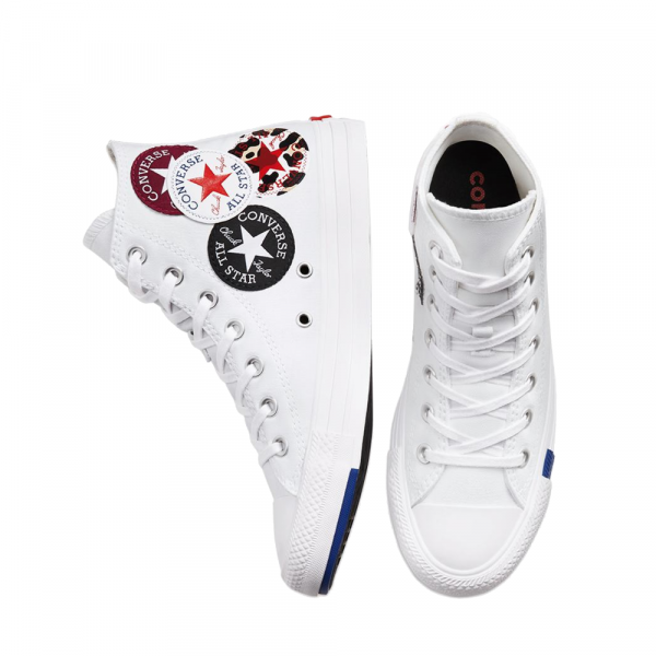 Converse Ctas Hi White/Rush Blue/Rose Maroon