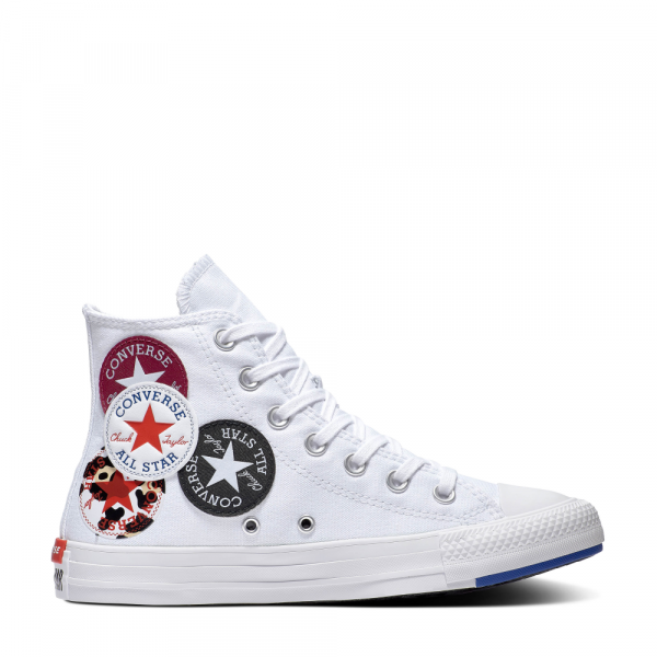 Converse Ctas Hi White/Rush Blue/Rose Maroon