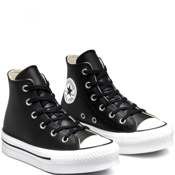 Converse All Star Lift Platform Leather High Black Kids