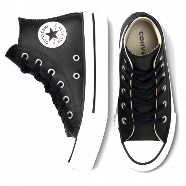 Converse All Star Lift Platform Leather High Black Kids