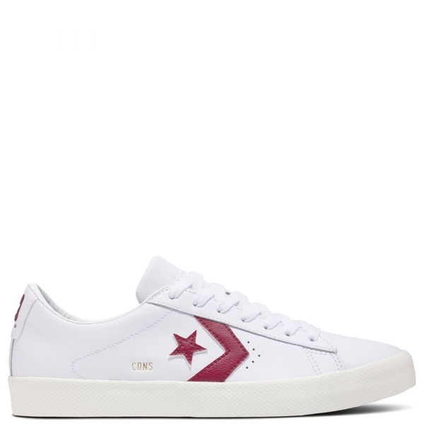 Converse Cons Leather PL Vulc Pro (White/Bordo)